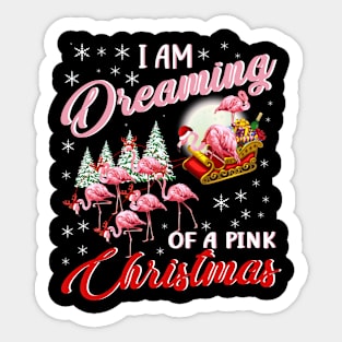 I Am Dreaming Of A Pink Christmas Flamingo Cute Sticker